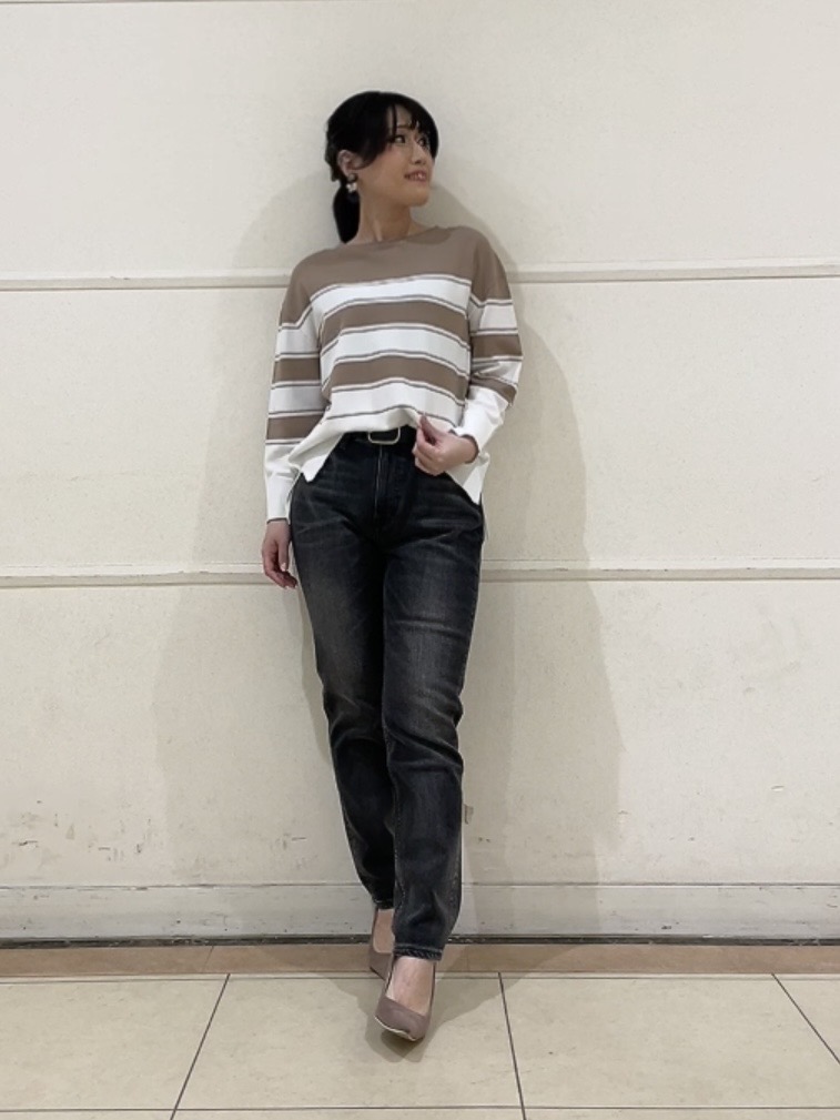 watanabeさんの「UNTITLED｜◆【洗える/ゆったり】ボーダーボートネックニット」を使ったコーディネート