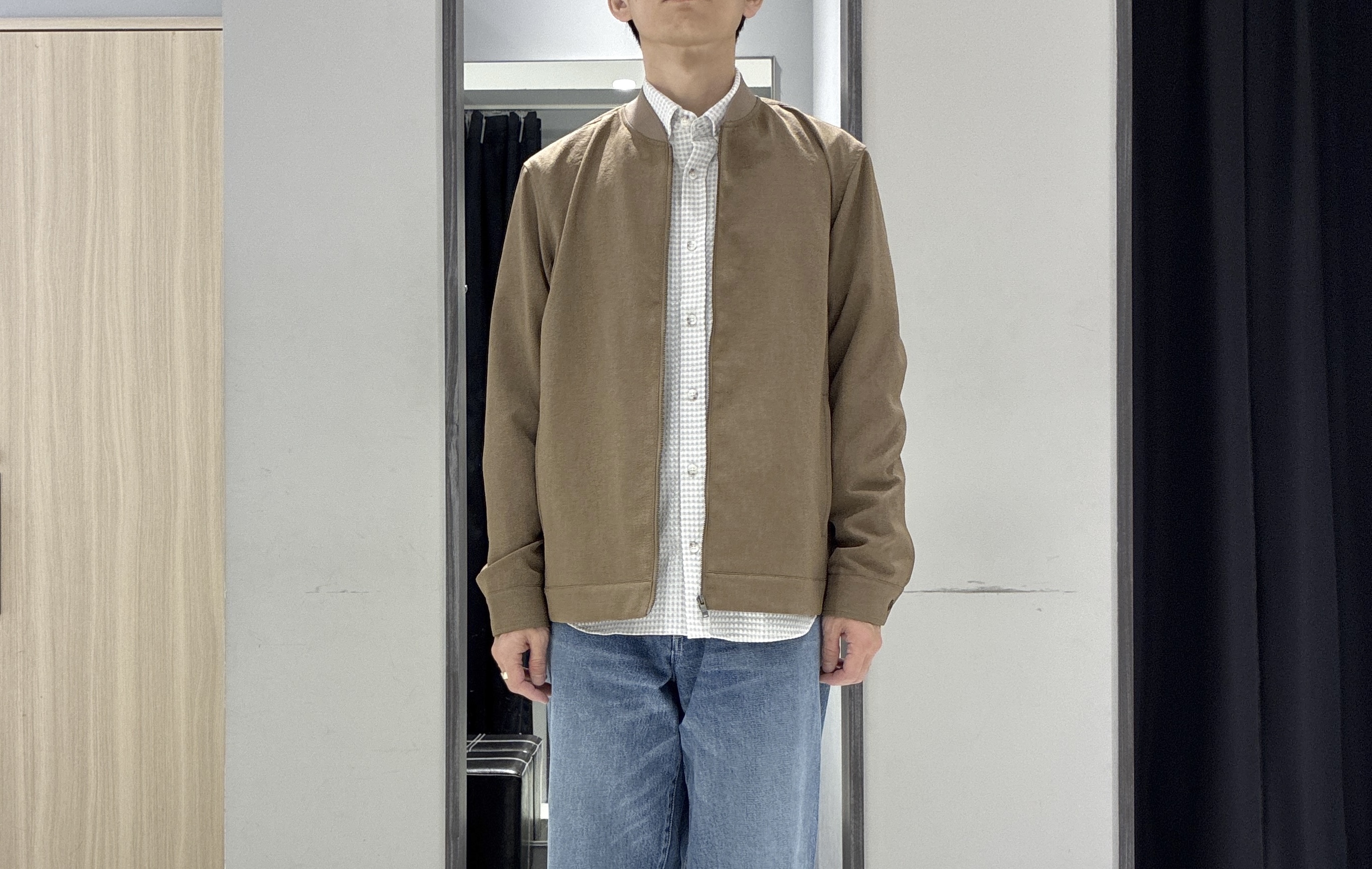 わいずみさんの「TAKEO KIKUCHI｜リネンライクカルゼ リブブルゾン」を使ったコーディネート
