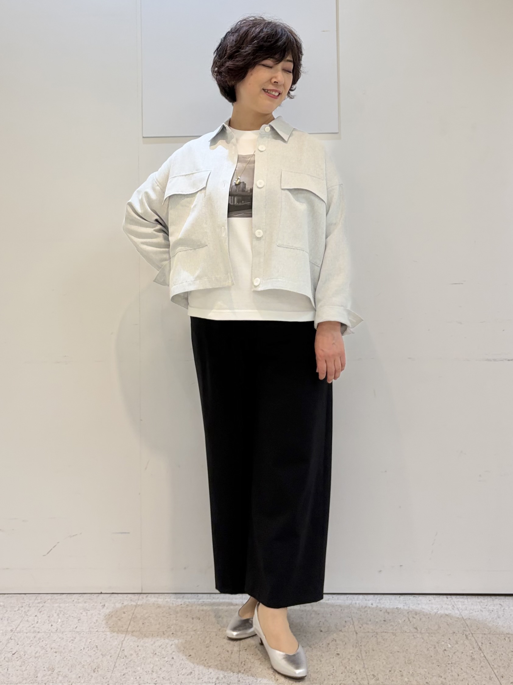ヤスコさんの「Reflect｜リネンライクシャツブルゾン」を使ったコーディネート