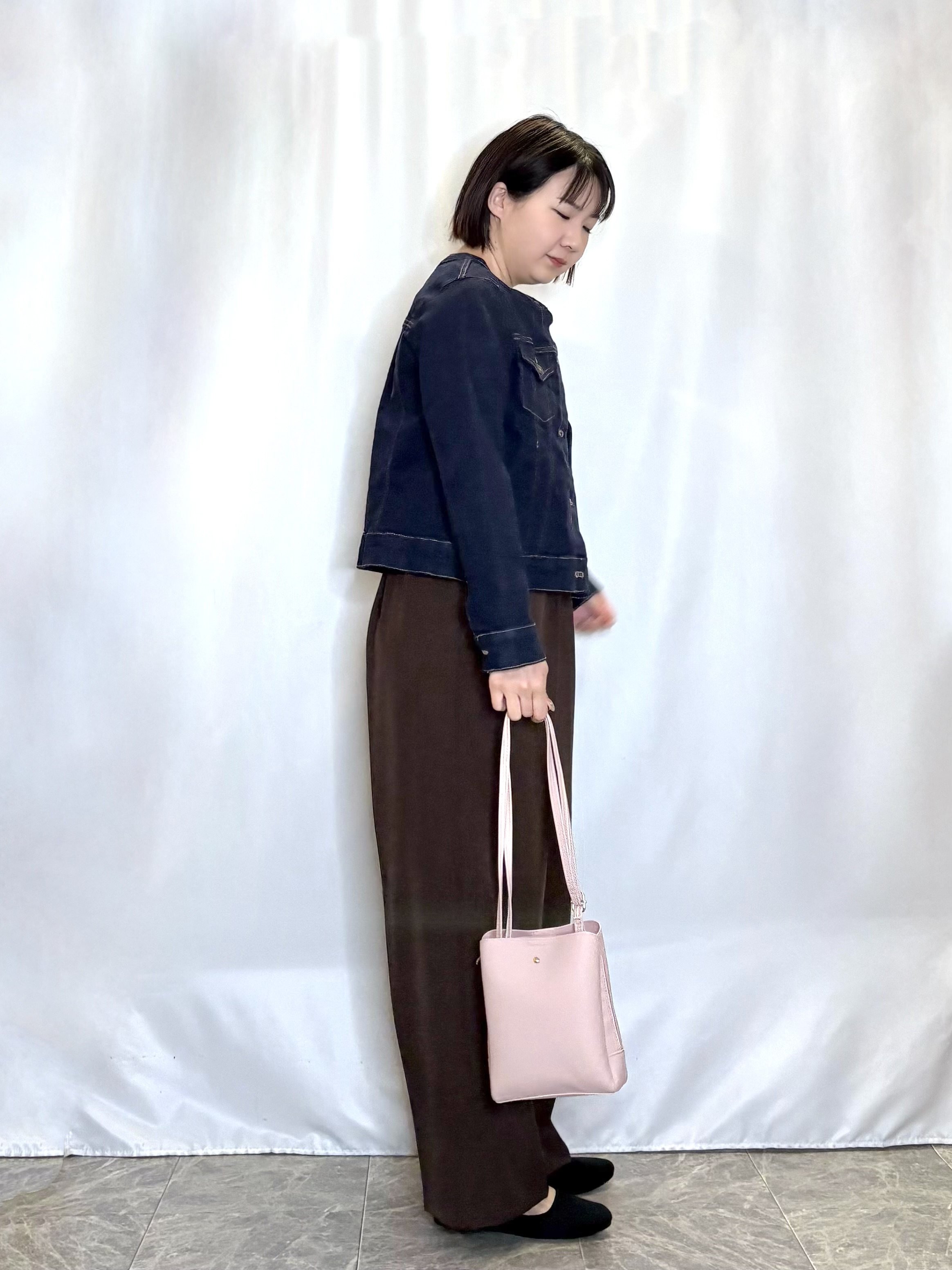 ネリさんの「SHOO･LA･RUE｜【SHOO・LA・RUE DENIM/S-LL/高レビュー】大人のための ノーカラーデニムジャケット」を使ったコーディネート