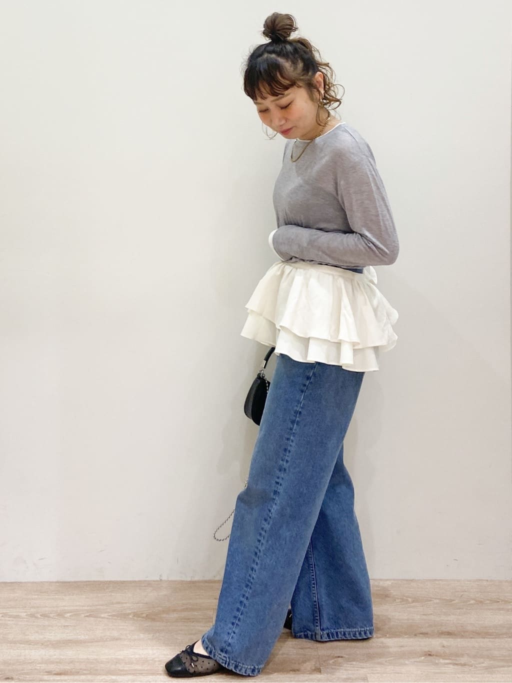 risayanさんの「OPAQUE.CLIP｜配色レイヤードロングスリーブTシャツ【洗える】」を使ったコーディネート