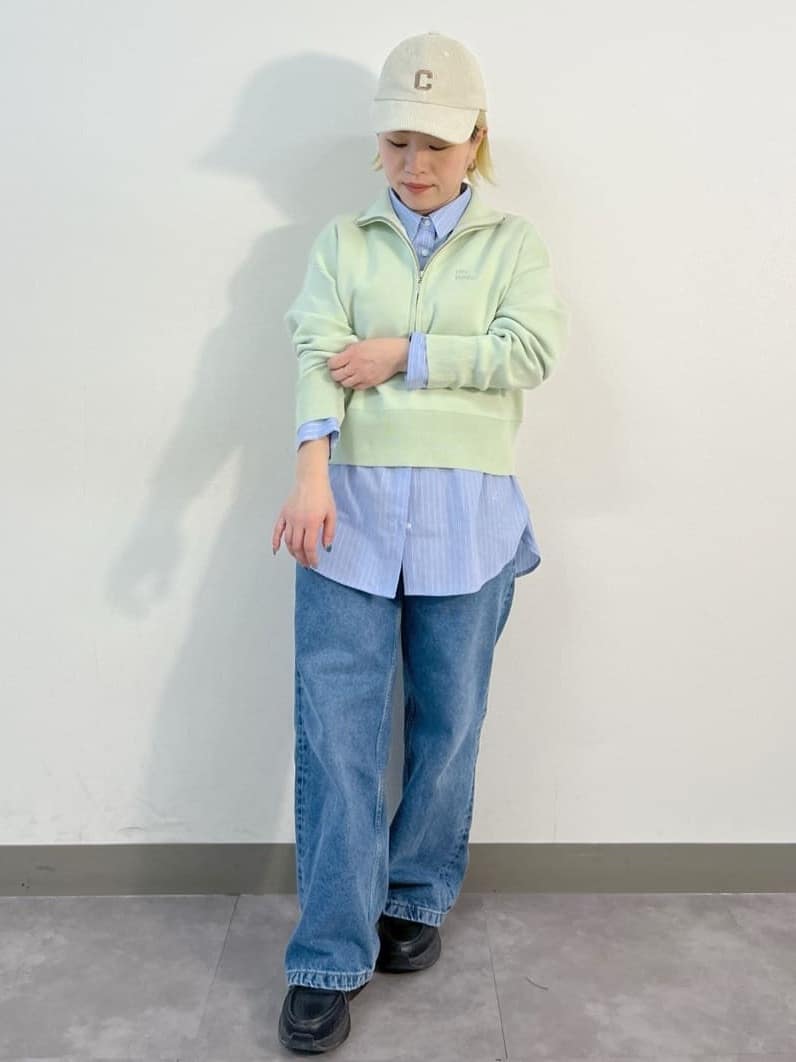 くーみーさんの「OPAQUE.CLIP｜ハーフZIP刺繍ロゴニット【洗濯機OK】」を使ったコーディネート