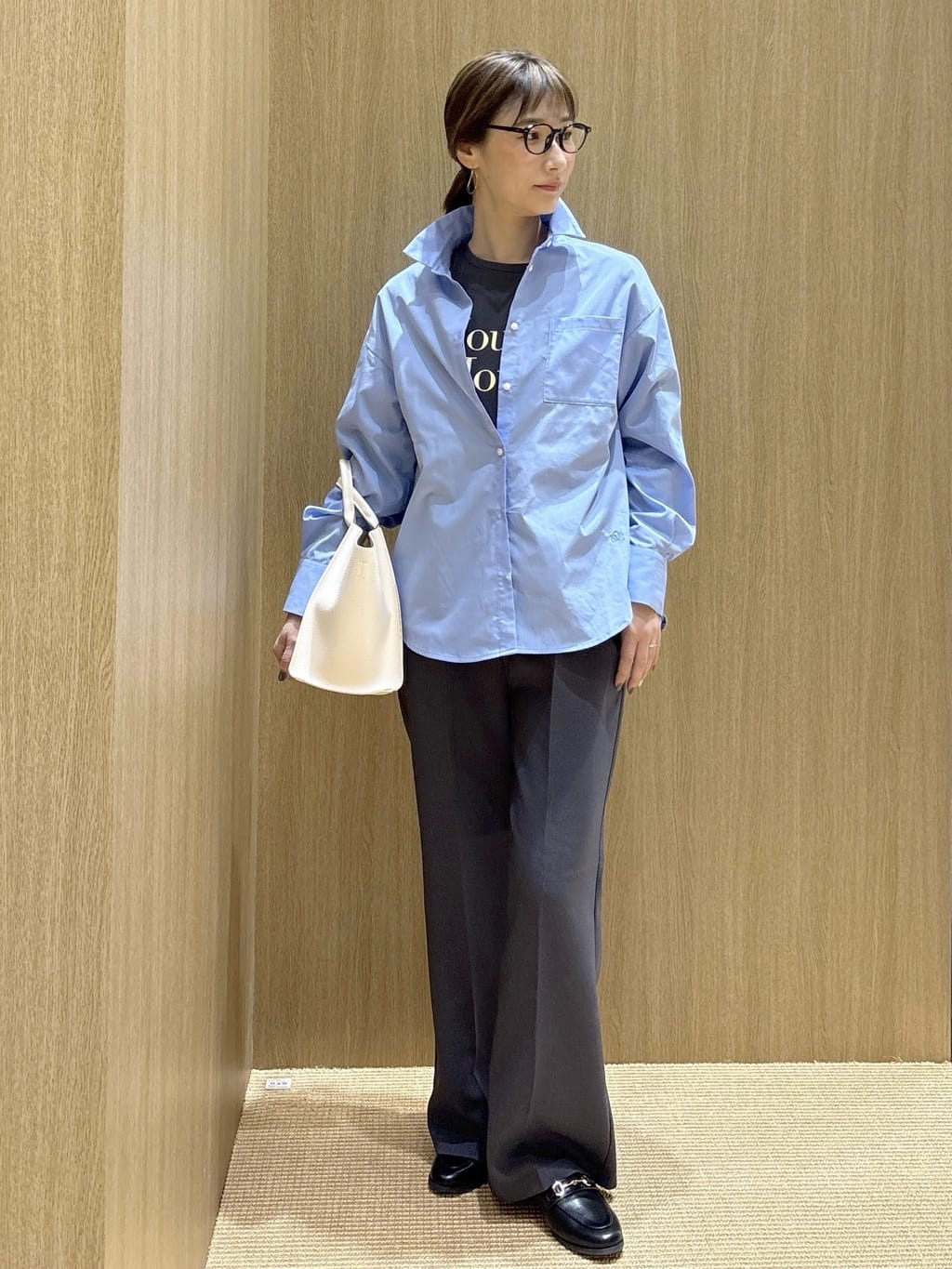 たけねぇさんの「OPAQUE.CLIP｜レギュラーカラーシャツ／ストライプアソート【洗濯機OK】」を使ったコーディネート