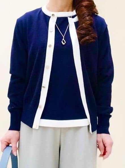 花さんの「Reflect｜【アンサンブル可】バイカラーカーディガン」を使ったコーディネート