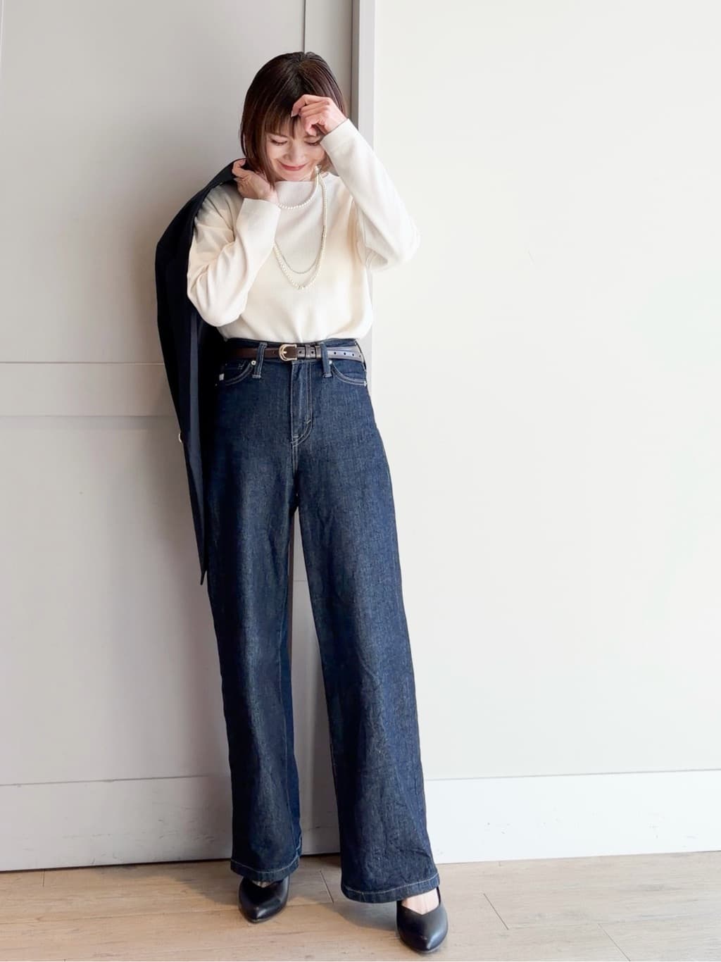 yamakoさんの「grove｜【マシンウォッシュ/防シワ】ダブルテーラードジャケット【着回しカセット】」を使ったコーディネート