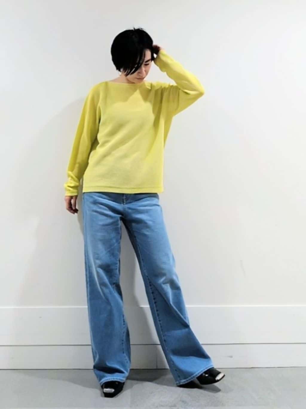 ミズタさんの「UNTITLED｜【古畑星夏さん着用/8色展開/程よい透け感】ドライタッチボートネックニット」を使ったコーディネート