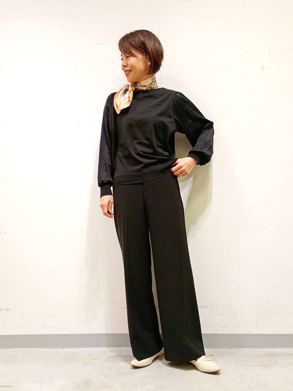 Kさんの「INDIVI｜【洗える／華やか】袖プリーツニット」を使ったコーディネート