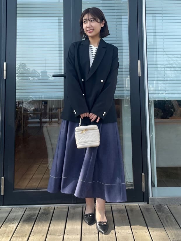 abeさんの「Couture brooch｜【洗える・通勤】パール調ボタン テーラードジャケット」を使ったコーディネート