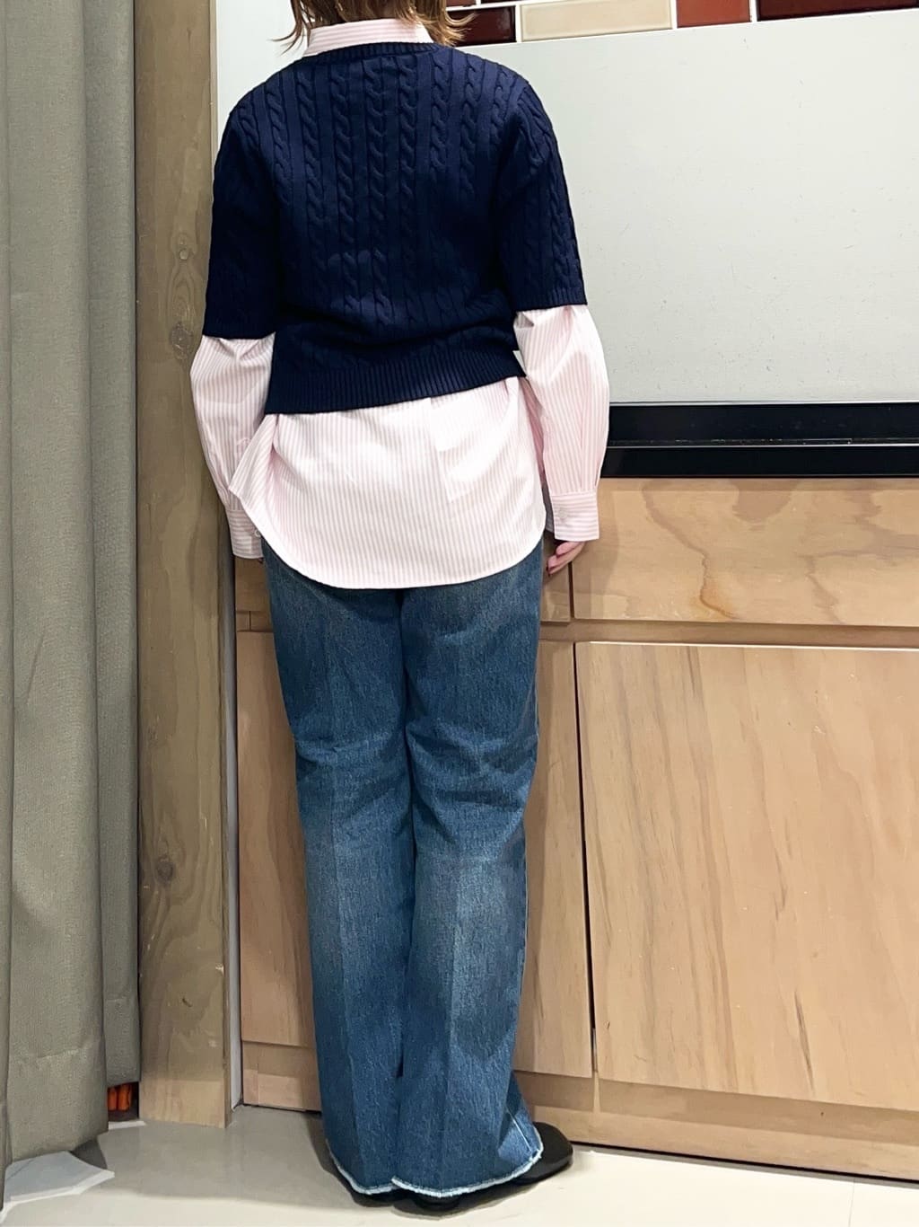 かのさんの「THE SHOP TK｜【POLO BCS 別注】5分袖ケーブルニット」を使ったコーディネート