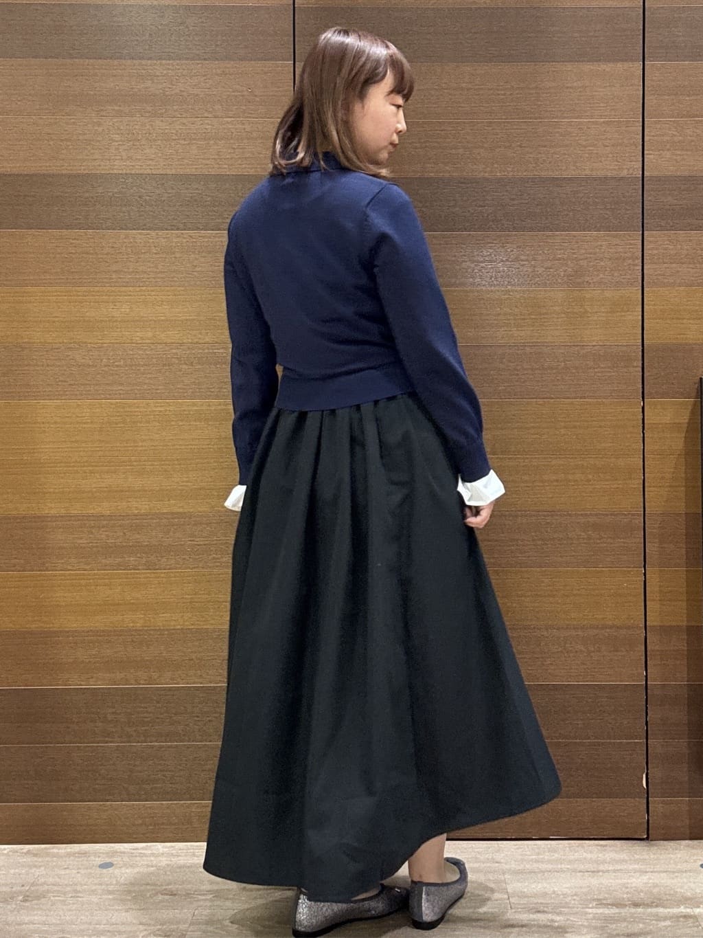 yumeさんの「OPAQUE.CLIP｜ポロ襟ニットドッキングフレアワンピース【洗濯機OK】」を使ったコーディネート