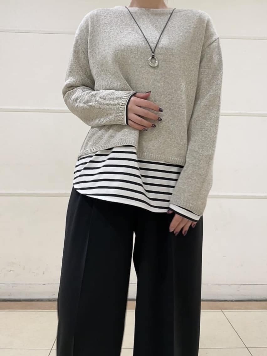 watanabeさんの「UNTITLED｜【洗える/レイヤードTシャツ】ラウンドテールジャージプルオーバー」を使ったコーディネート