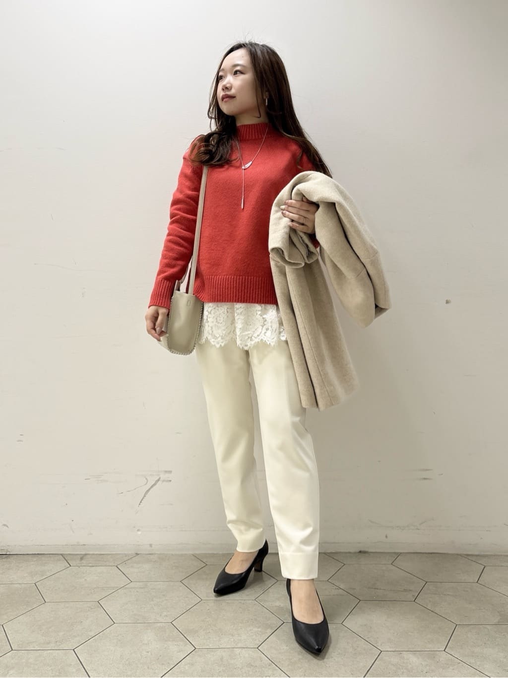 kahoさんの「INDIVI｜【軽量／ウール混】ライトフォルム ロングコート」を使ったコーディネート