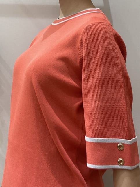 まなしぃさんの「grove｜新色追加！【シリーズ累計36万枚/名品ニット】やわらかドライタッチ 袖メッシュ編みニット」を使ったコーディネート