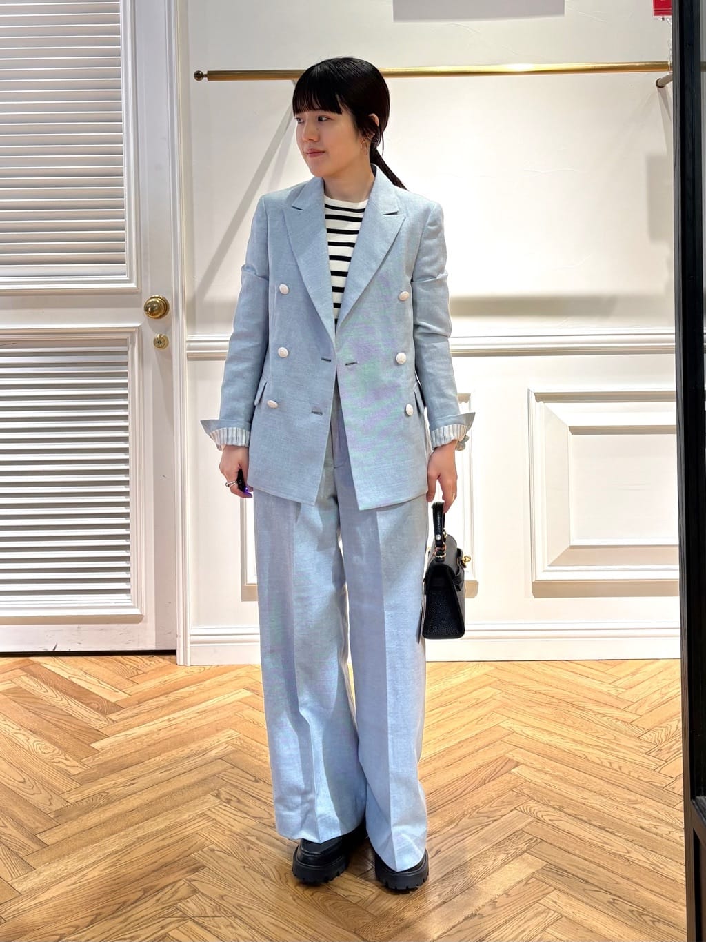 cocoさんの「DRESSTERIOR｜【セットアップ可】リネンブレンドダブルブレストジャケット」を使ったコーディネート