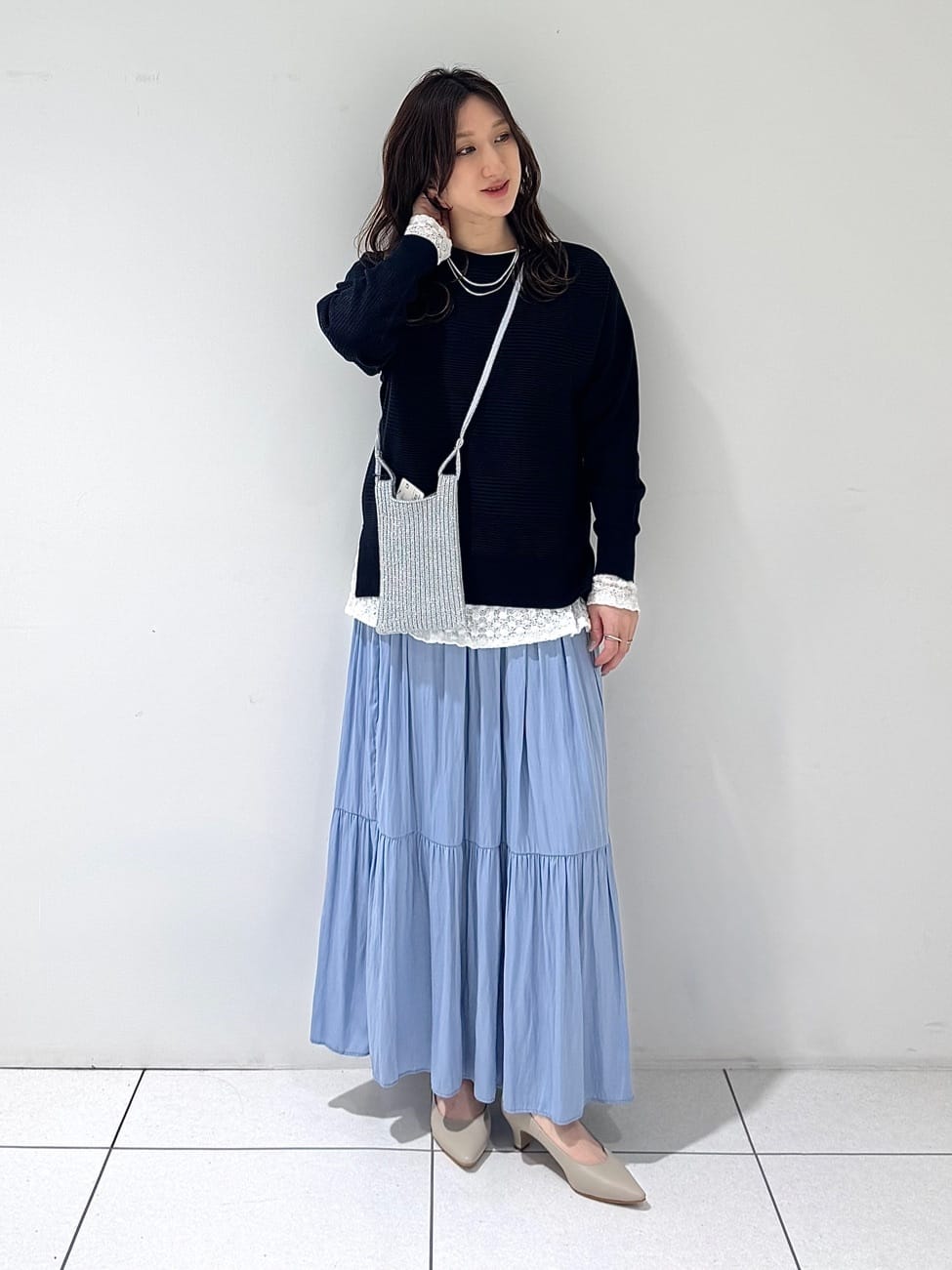 そんさんの「INDIVI｜【洗える／キレイ色】体型カバー無縫製ニット」を使ったコーディネート