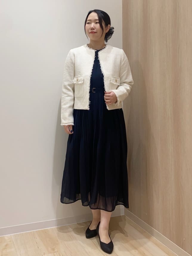 HANAさんの「grove｜【ハレの日・通勤】着回しできる上品ツイードジャケット」を使ったコーディネート