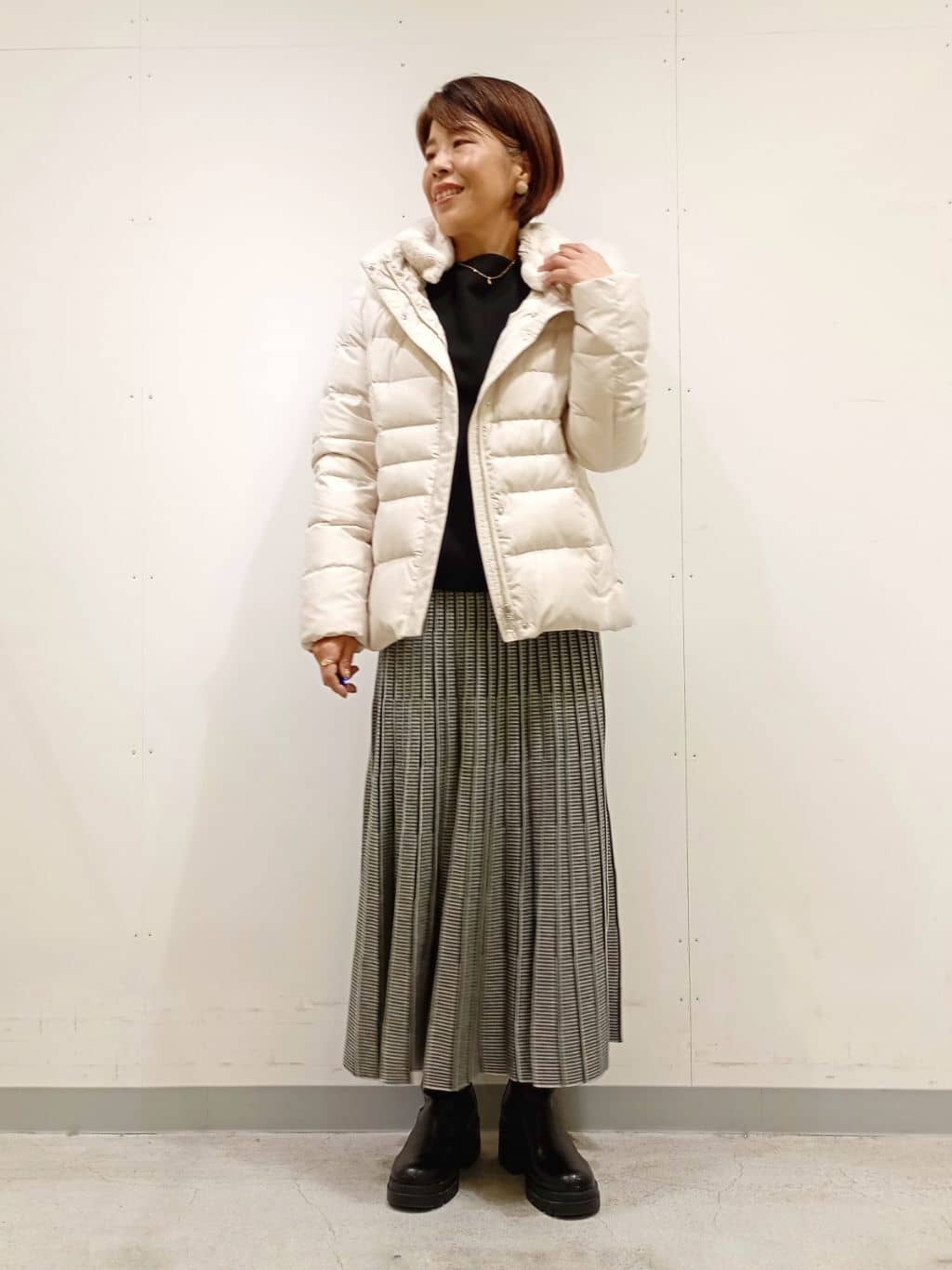 Kさんの「INDIVI｜【洗える／毛玉になりにくい】エクストラファインウール リブタートルニット」を使ったコーディネート