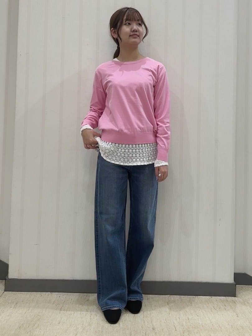 ちひさんの「INDIVI｜【洗える／アンサンブル可能】シンプルデザインニット」を使ったコーディネート