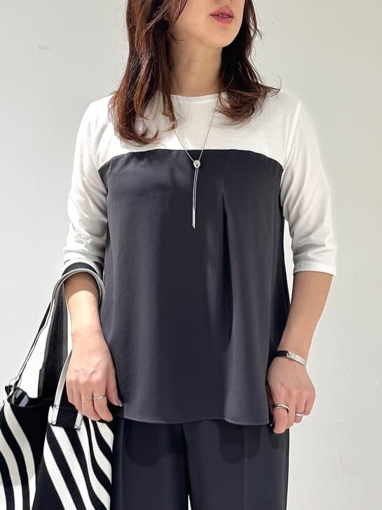 そんさんの「INDIVI｜【着心地◎！】タックワイドパンツ」を使ったコーディネート