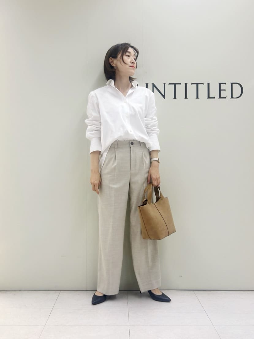 Mikiさんの「UNTITLED｜【洗える/後ろウエストゴム】シャンブレーワイドパンツ」を使ったコーディネート