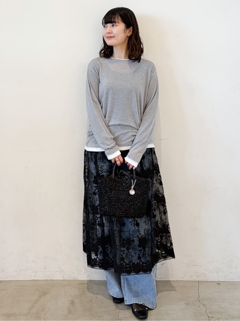 haruさんの「OPAQUE.CLIP｜配色レイヤードロングスリーブTシャツ【洗える】」を使ったコーディネート