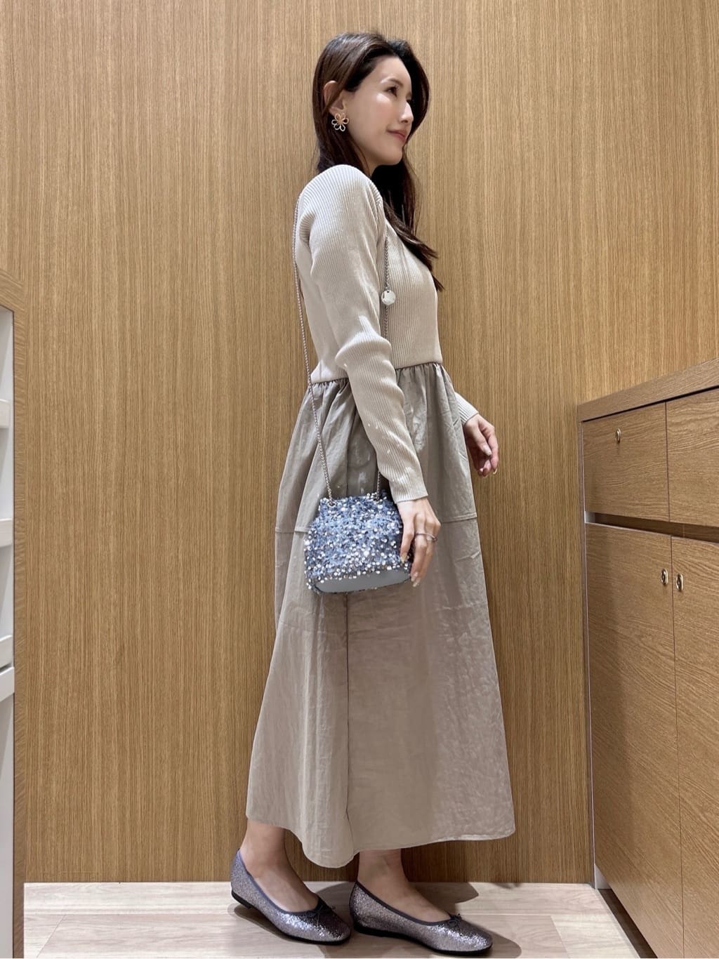maiさんの「OPAQUE.CLIP｜リブニットドッキングワンピース【洗濯機OK】」を使ったコーディネート