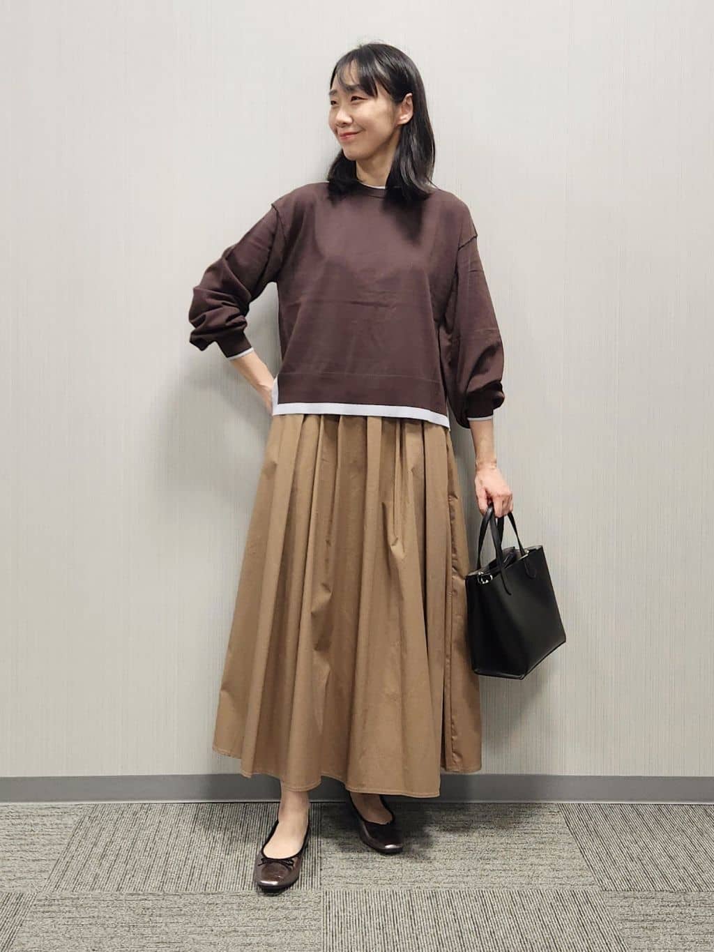 naraさんの「Dessin｜【洗える】バイカラーデザインニット」を使ったコーディネート