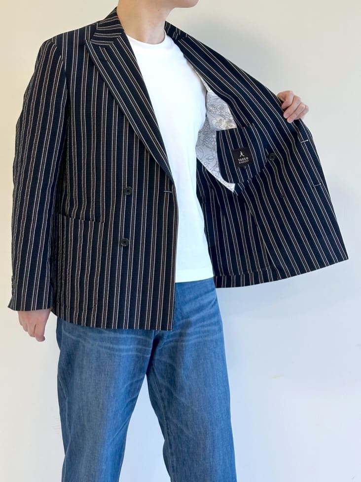 イッシーさんの「TAKEO KIKUCHI｜【BOWLER HAT LABEL】サッカーストライプ ダブルジャケット」を使ったコーディネート