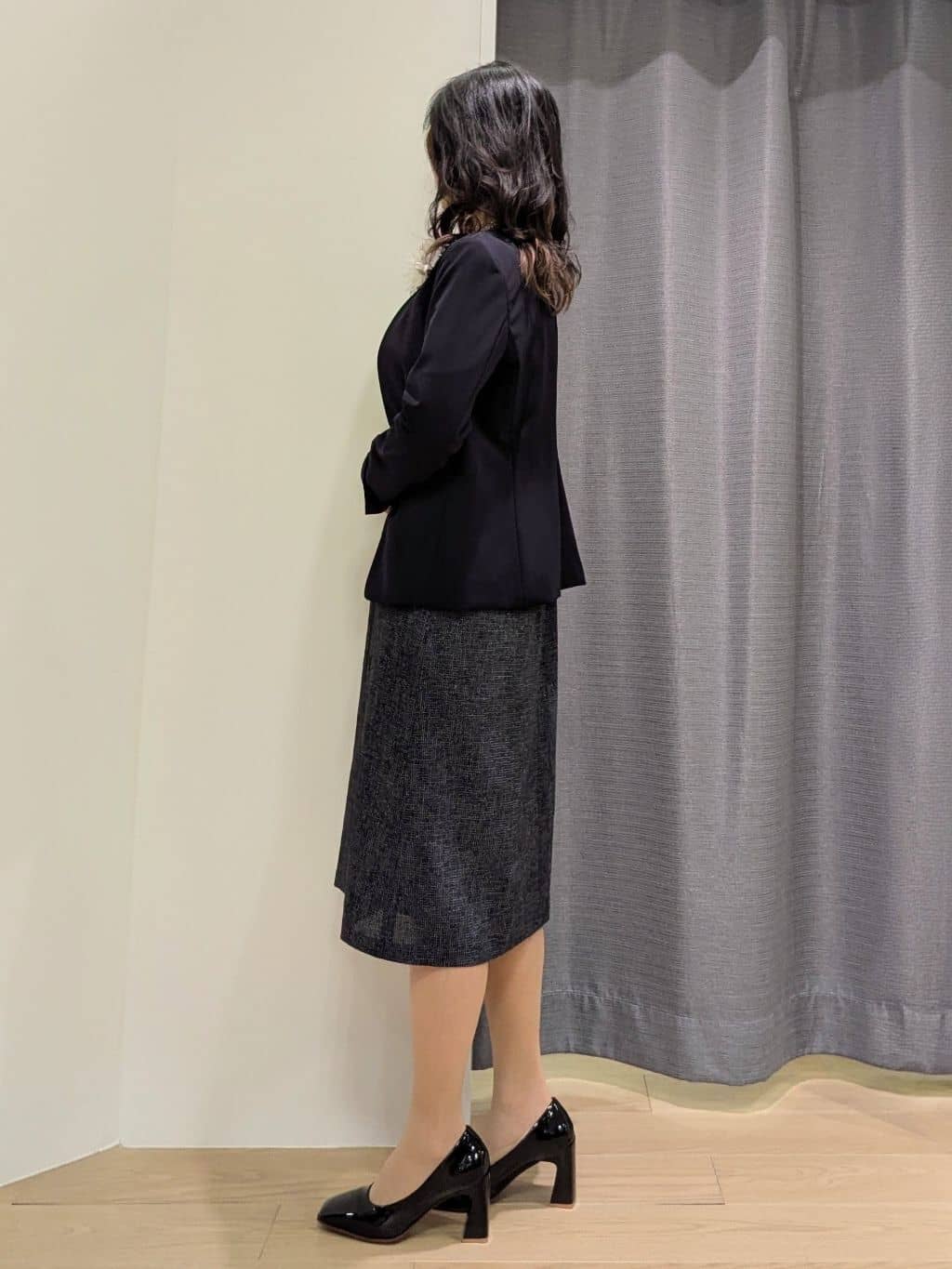 miiさんの「INDIVI｜【通勤スーツ／洗える】ストレッチカラーレスジャケット」を使ったコーディネート