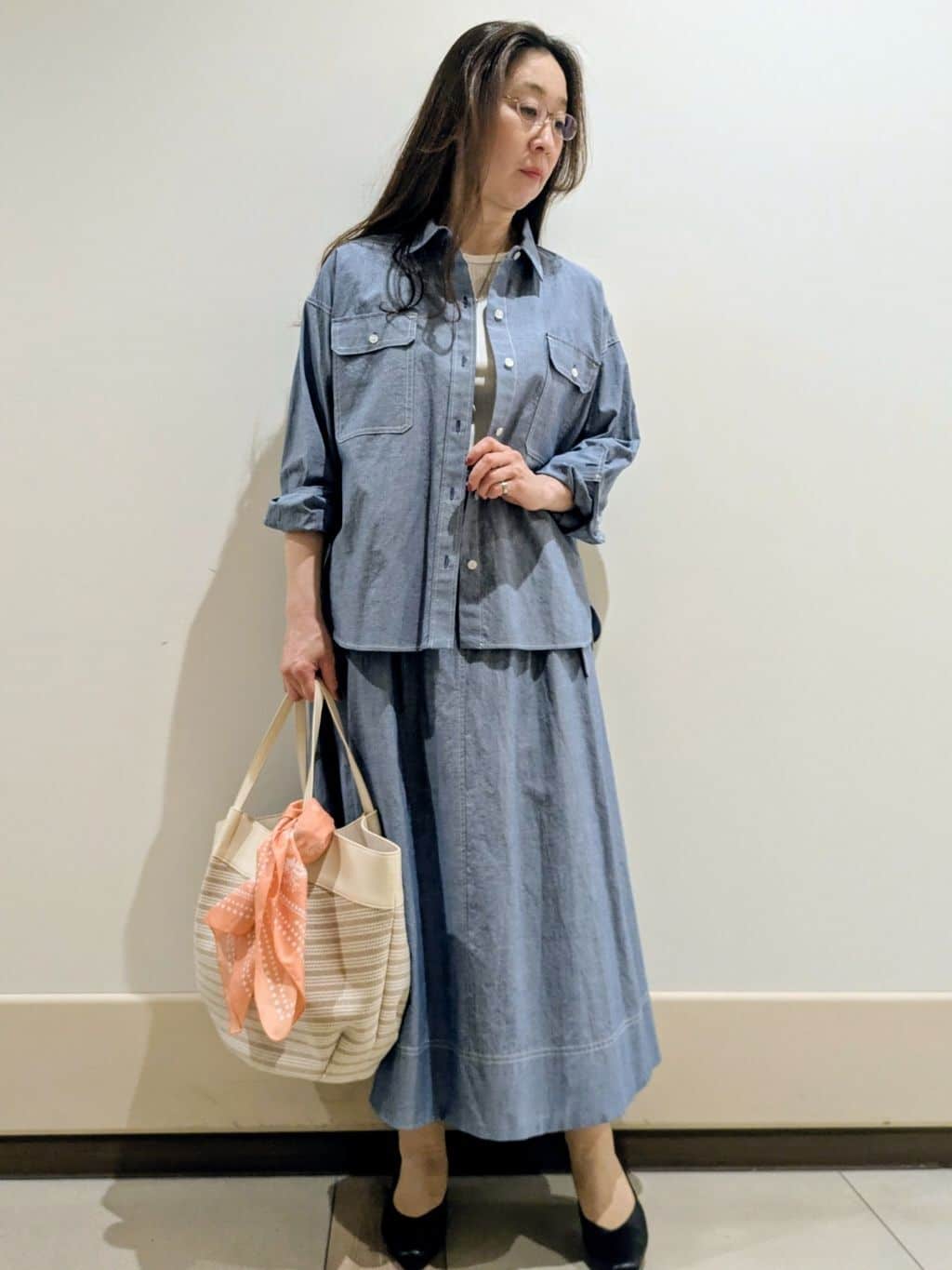 imamiさんの「Reflect｜【羽織にも◎】ダンガリーシャツ」を使ったコーディネート