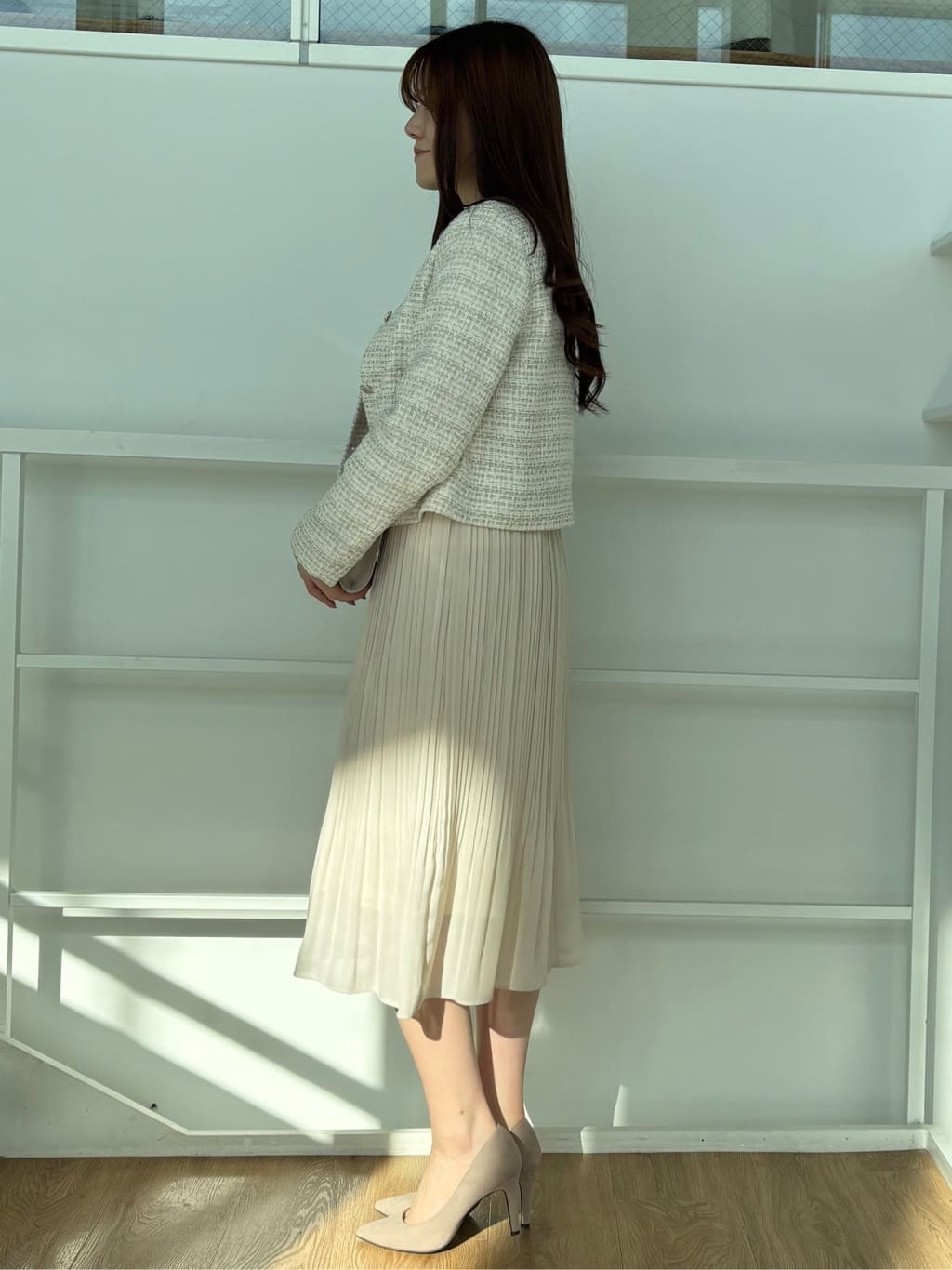 sayaさんの「COUP DE CHANCE｜【ON/OFF着回し】カラーツイードジャケット」を使ったコーディネート