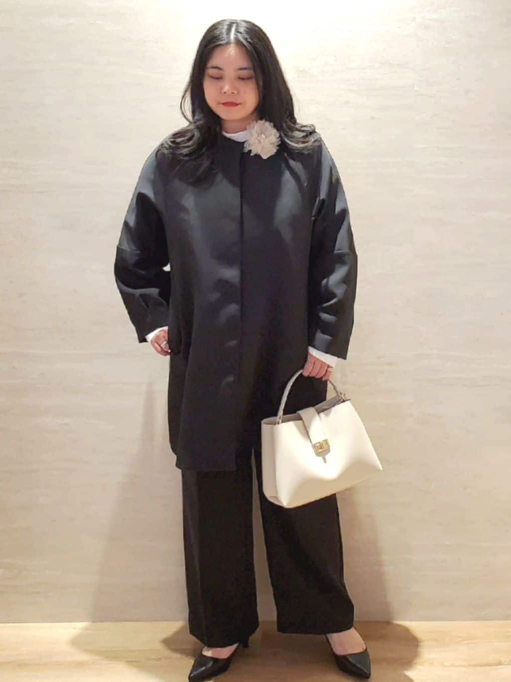 ちぃさんの「OPAQUE.CLIP｜フォルムスリーブミドルコート【洗濯機OK】」を使ったコーディネート