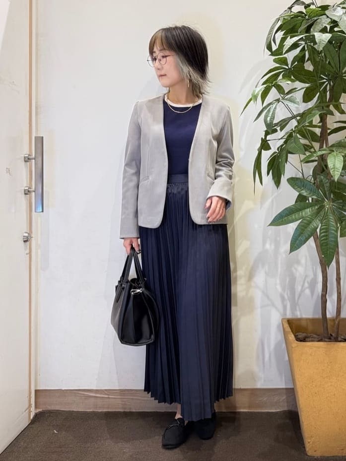 misakiさんの「SHOO･LA･RUE｜【洗濯機可/UV/SS-3L】すっきり好印象 ノーカラージャケット」を使ったコーディネート