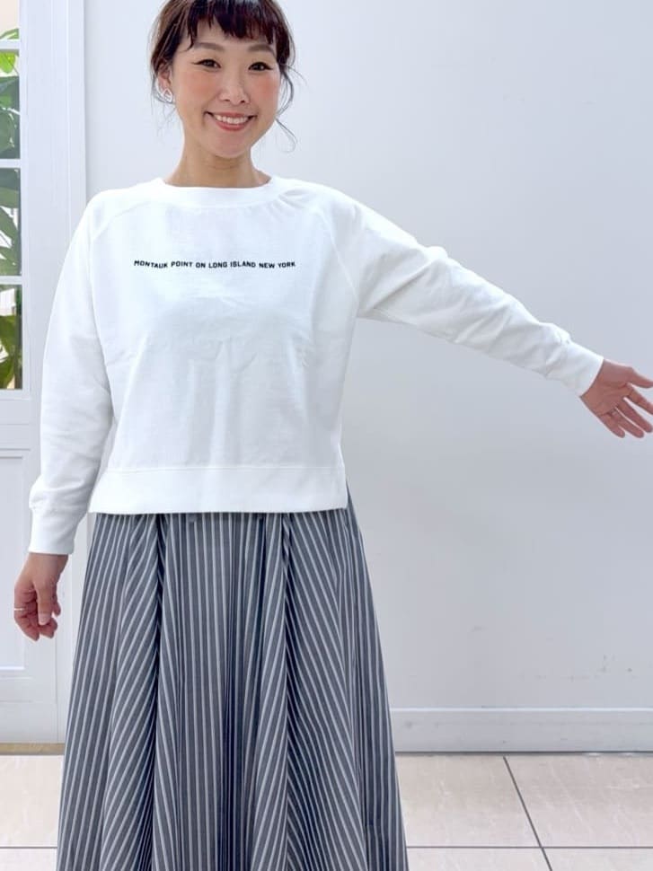 Osawaさんの「Dessin｜【セットアップ可/洗える】先染めストライプフレアスカート」を使ったコーディネート