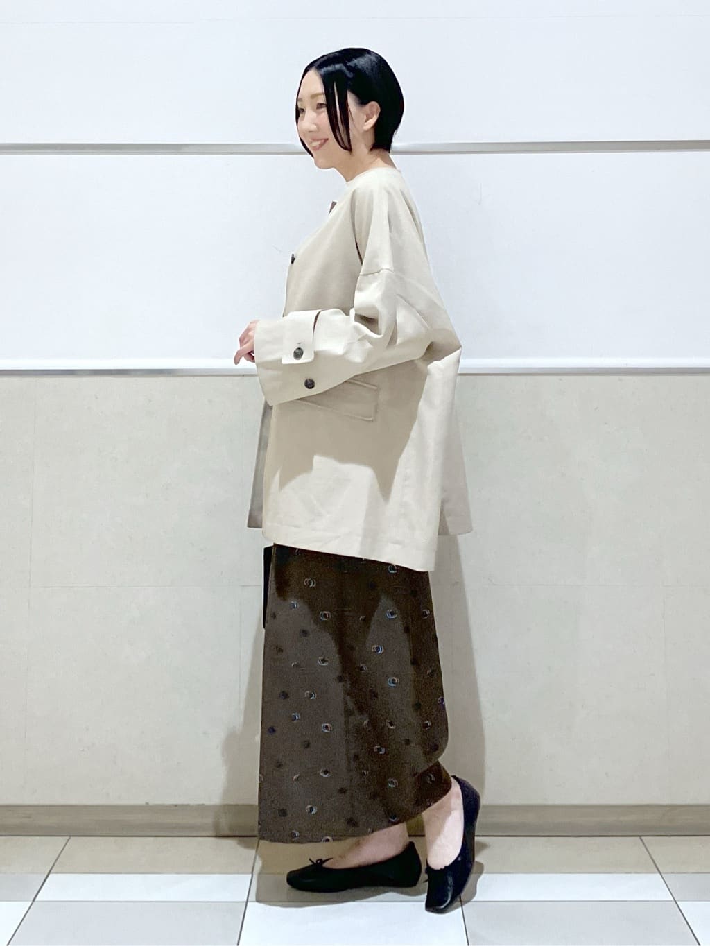 eriko さんの「Dessin｜【花粉ガード/撥水加工/洗える】クルーネックスプリングコート」を使ったコーディネート