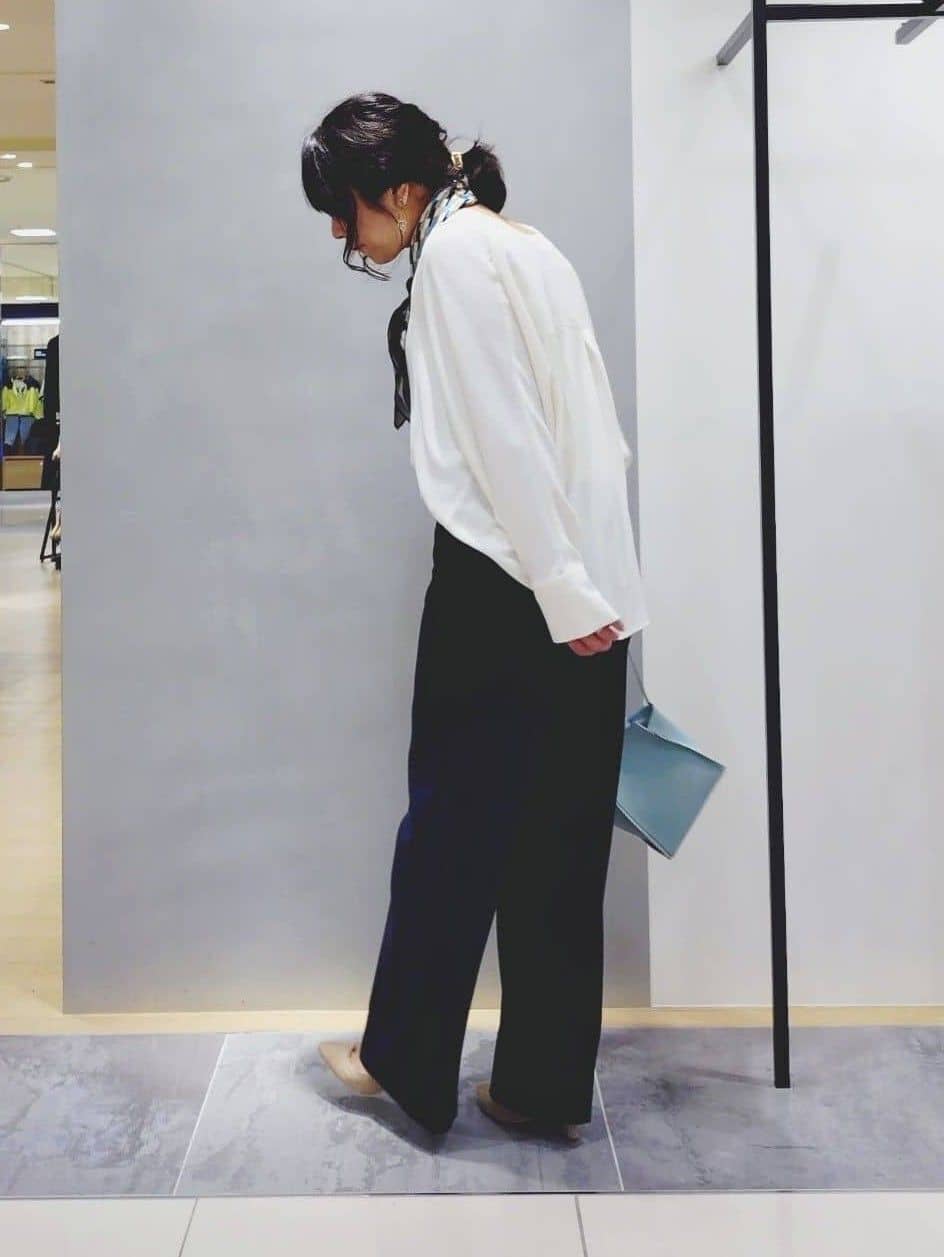 TOMOMIさんの「INDIVI｜【洗える／UVケア／マットサテン】Vネックドルマンスリーブブラウス」を使ったコーディネート