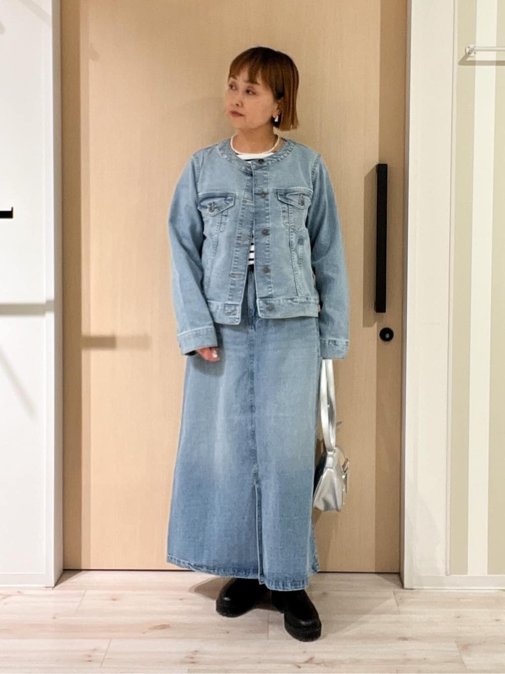 ぷくりんさんの「SHOO･LA･RUE｜【SHOO・LA・RUE DENIM】シンプルだから使いやすい Aラインスカート」を使ったコーディネート