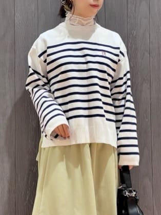 meiさんの「SHOO･LA･RUE｜楽にきちんと見られたい　大人カジュアルボーダーニット」を使ったコーディネート