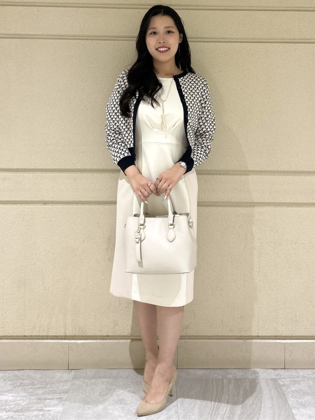 Momokaさんの「COUP DE CHANCE｜【手洗い可／日本製】配色タイトワンピース」を使ったコーディネート