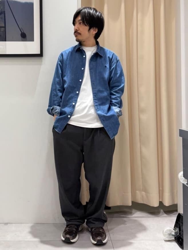 はさんの「THE SHOP TK｜【POLO BCS 別注】 アソート長袖シャツ ストライプ／グレー／デニム」を使ったコーディネート