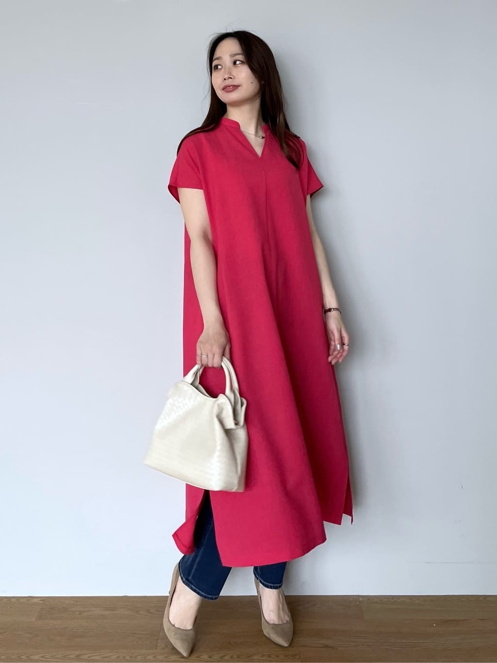 Saekoさんの「UNTITLED｜【UV/接触冷感/遮熱/通気性】スラブバンドカラーワンピース」を使ったコーディネート