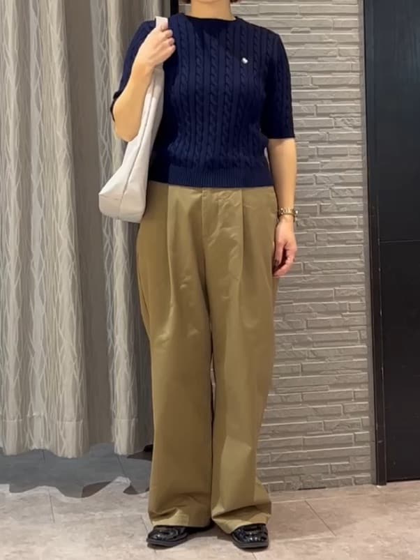 ga_riさんの「THE SHOP TK｜【POLO BCS 別注】5分袖ケーブルニット」を使ったコーディネート