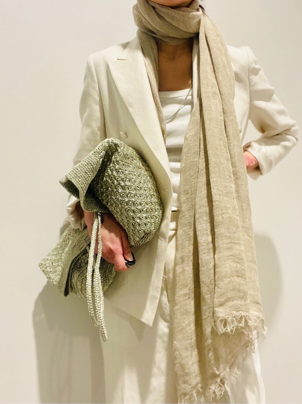 Annさんの「DRESSTERIOR｜【セットアップ可】リネンブレンドダブルブレストジャケット」を使ったコーディネート