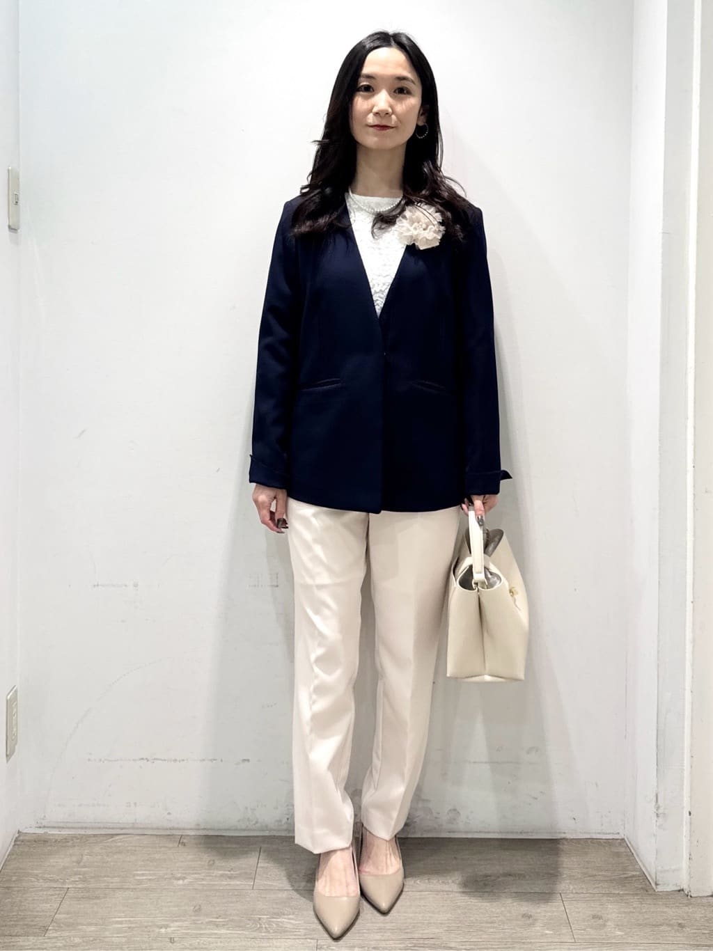 yuicciさんの「OPAQUE.CLIP｜《通勤／セットアップ対応》 Vネックジャケット／ダブルクロス【洗濯機OK】」を使ったコーディネート