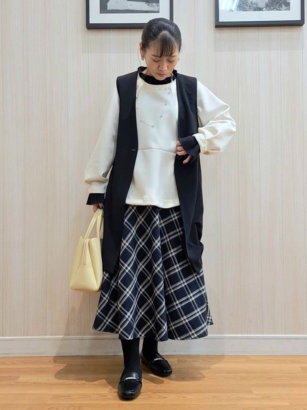 Saoさんの「SHOO･LA･RUE｜【洗濯機可/S-LL】ほどよいゆとりの もちっとやわらかリブニット」を使ったコーディネート