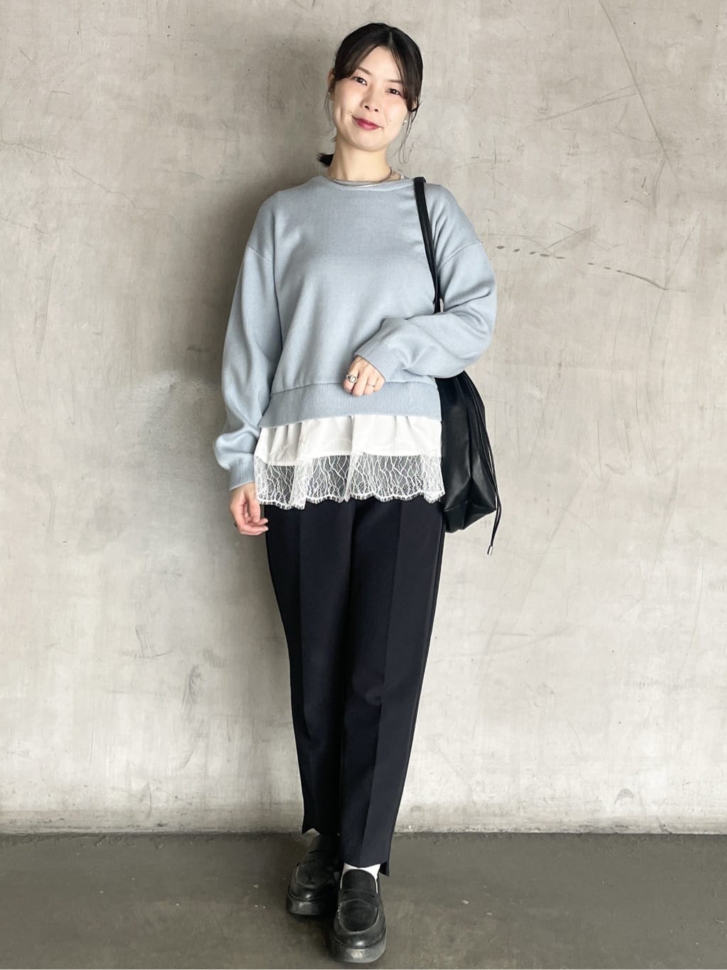 tomokoさんの「OPAQUE.CLIP｜裾レースドッキングニット」を使ったコーディネート