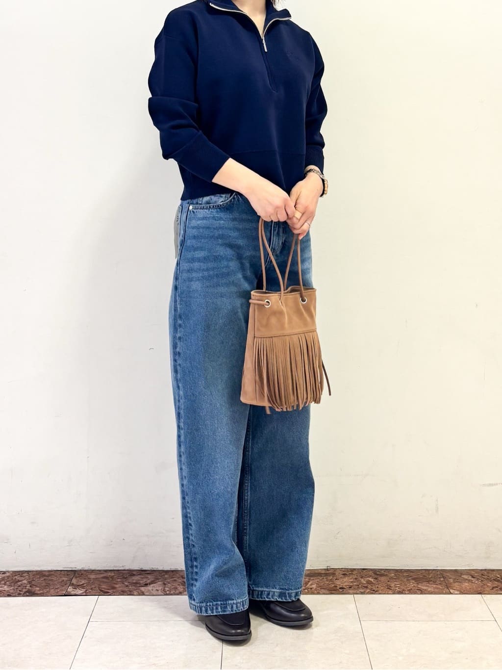 さいとうさんの「OPAQUE.CLIP｜ハーフZIP刺繍ロゴニット【洗濯機OK】」を使ったコーディネート