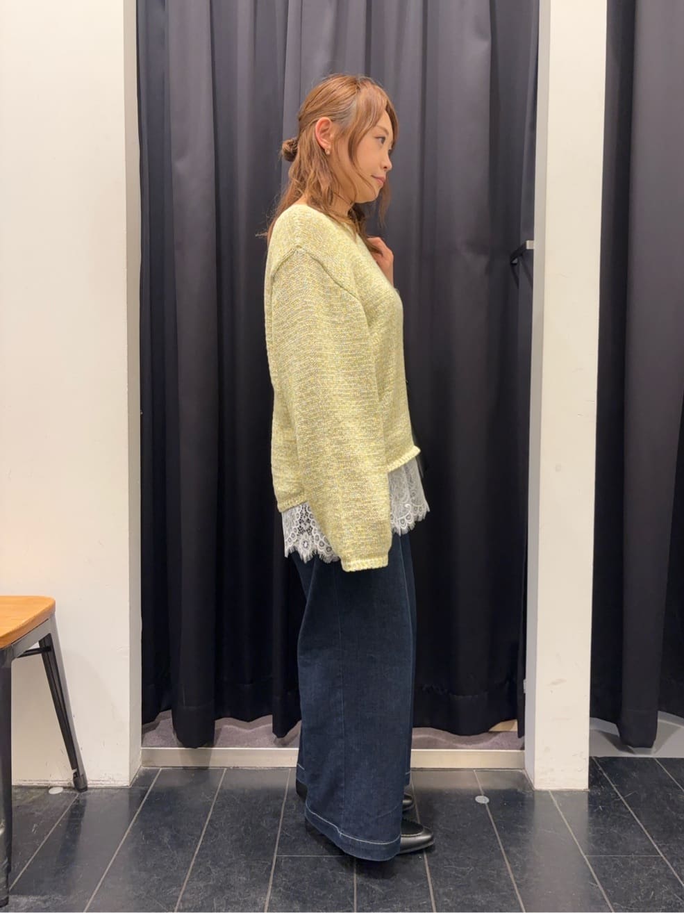 mameさんの「THE SHOP TK｜MIXカラーで軽やかに テープヤーンニット」を使ったコーディネート