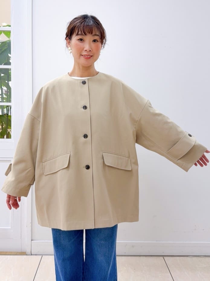 Osawaさんの「Dessin｜【花粉ガード/撥水加工/洗える】クルーネックスプリングコート」を使ったコーディネート