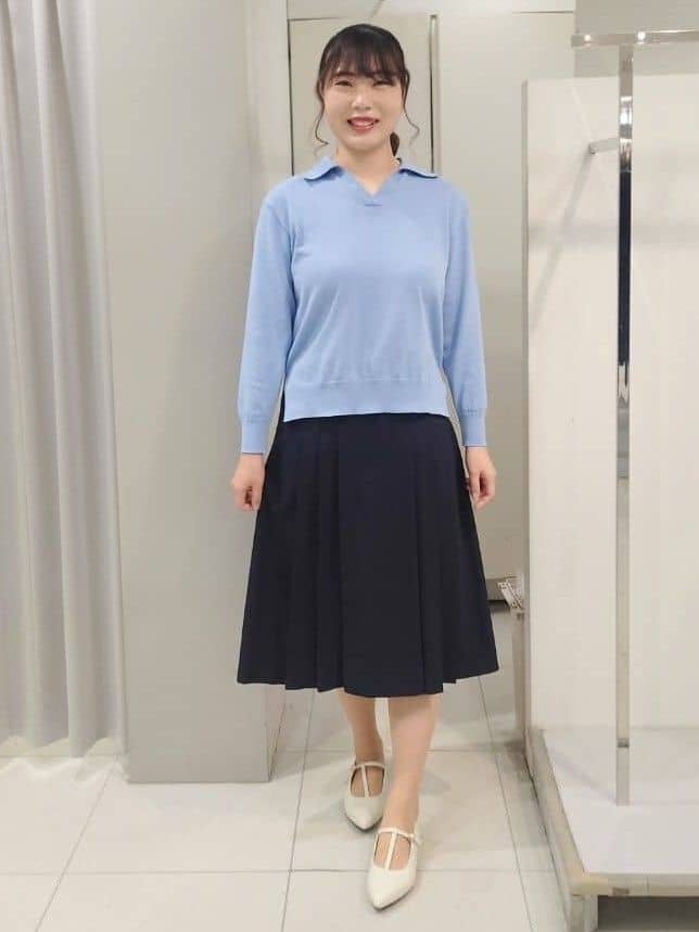 AZUSAさんの「Reflect｜スキッパーネックニットプルオーバー」を使ったコーディネート